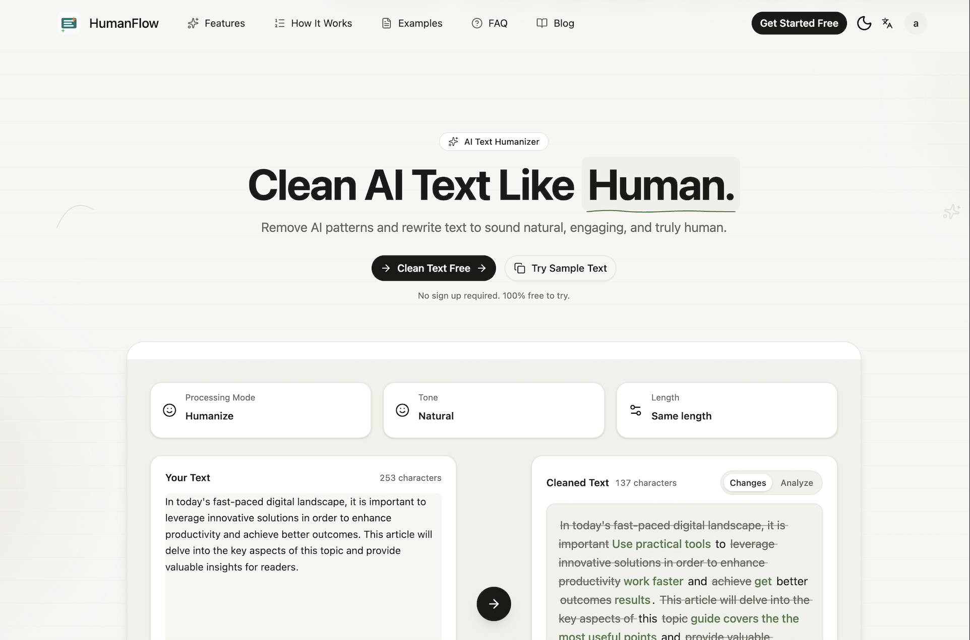 Free AI Text Cleaner
